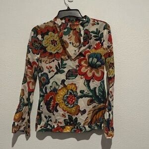 Tory Burch Stephanie Women's Cotton Tunic in Milk Opal Wildflower Size 0